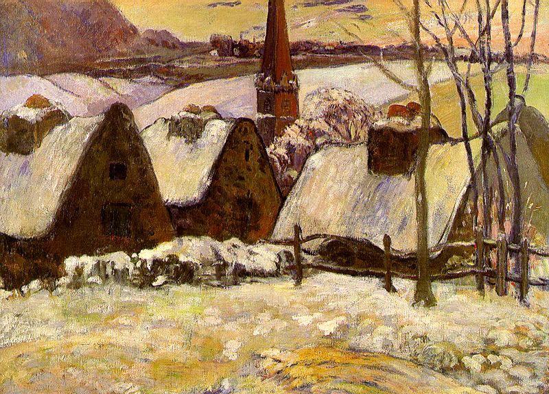 Paul Gauguin Breton Village in the Snow Spain oil painting art